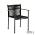 Jakarta dining armchair 56, alu Black, rope weave Black, arm teak Natural, stackable, MOQ 4/colormix