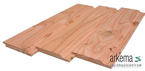 Halfhoutsrabat douglas 18x145x3000mm kunstmatig gedroogd, zichtzijde fijnbezaagd