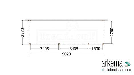 Aanbouwveranda Modena 9050x3000x2700mm (bxdxh) rechts