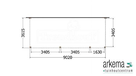 Aanbouwveranda Modena 9050x3650x2700mm (bxdxh) rechts