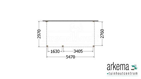 Aanbouwveranda Modena 5500x3000x2700mm (bxdxh) links