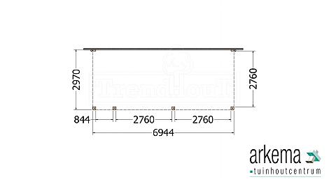 Aanbouwveranda Modena 6950x3000x2700mm (bxdxh) links