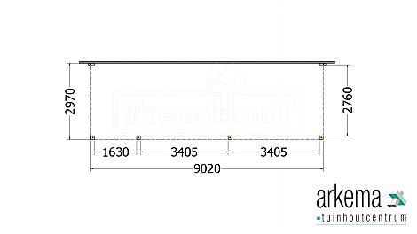 Aanbouwveranda Modena 9050x3000x2700mm (bxdxh) links