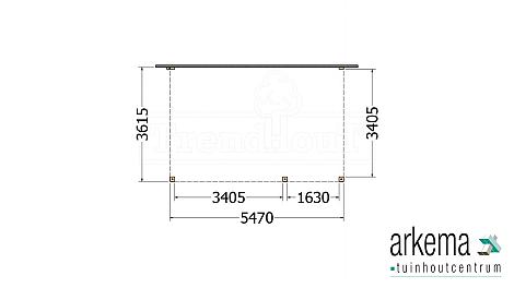 Aanbouwveranda Modena 5500x3650x2700mm (bxdxh) rechts