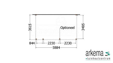 Aanbouwveranda Modena 5900x3650x2700mm (bxdxh) links