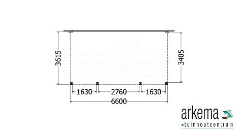 Aanbouwveranda Modena 6600x3650x2700mm (bxdxh)