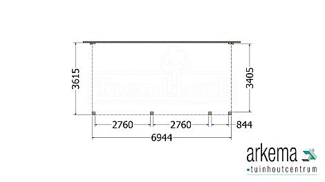 Aanbouwveranda Modena 6950x3650x2700mm (bxdxh) rechts