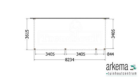 Aanbouwveranda Modena 8250x3650x2700mm (bxdxh) rechts