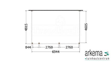 Aanbouwveranda Modena 6950x4850x2700mm (bxdxh) links