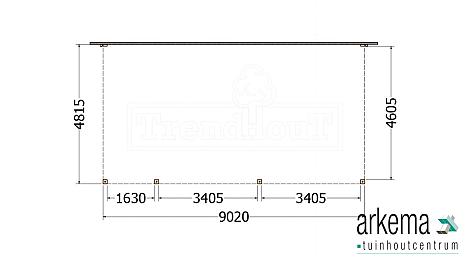 Aanbouwveranda Modena 9050x4850x2700mm (bxdxh) links