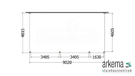 Aanbouwveranda Modena 9050x4850x2700mm (bxdxh) rechts