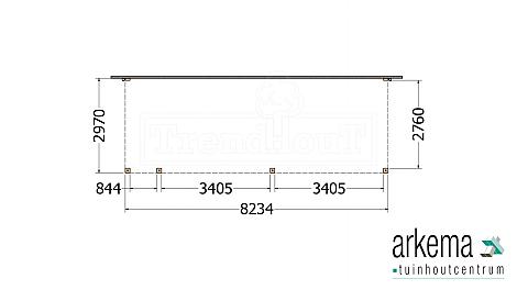 Aanbouwveranda Modena 8250x3000x2700mm (bxdxh) links