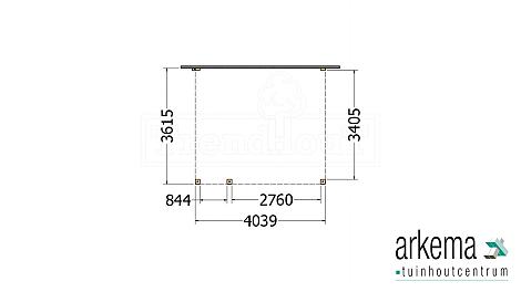 Aanbouwveranda Modena 4050x3650x2700mm (bxdxh) links