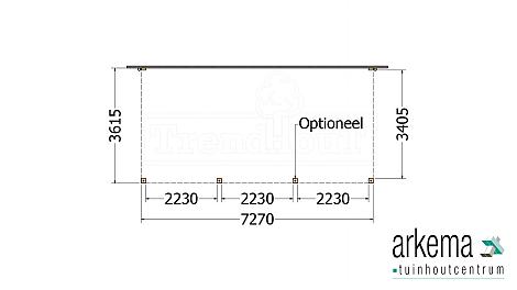 Aanbouwveranda Modena 7300x3650x2700mm (bxdxh) links