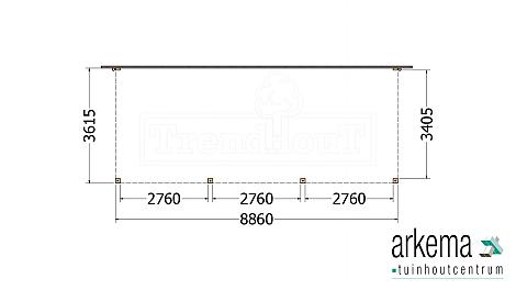 Aanbouwveranda Modena 8900x3650x2700mm (bxdxh)