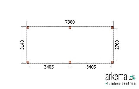 Buitenverblijf Palermo XXL 7400x3150x2450mm (bxdxh)