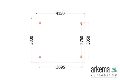 Buitenverblijf Zadeldak XL 4150x3800x3950mm (bxdxh)