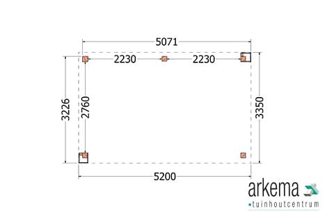 Buitenverblijf Verona model links 5200x3350x2500mm (bxdxh)