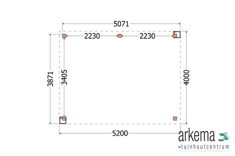 Buitenverblijf Verona model links 5200x4000x2500mm (bxdxh)