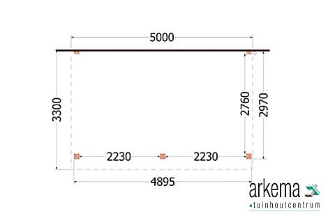 Aanbouwveranda Ancona 5000x3300x2600mm (bxdxh)