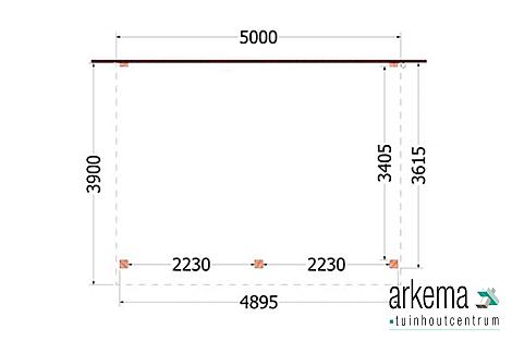 Aanbouwveranda Ancona 5000x3900x2600mm (bxdxh)