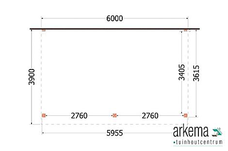 Aanbouwveranda Ancona 6000x3900x2600mm (bxdxh)