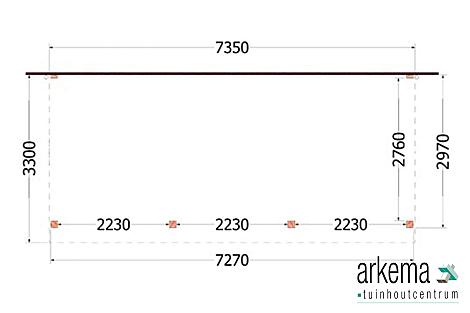 Aanbouwveranda Ancona 7350x3300x2600mm (bxdxh)