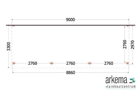Aanbouwveranda Ancona 9000x3300x2600mm (bxdxh)