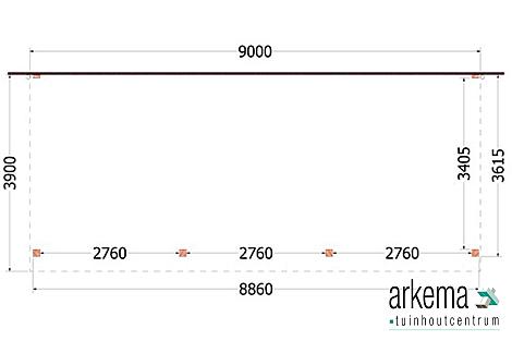 Aanbouwveranda Ancona 9000x3900x2600mm (bxdxh)