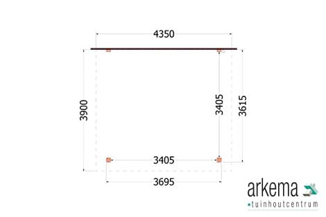 Aanbouwveranda Lucca 4350x3900x2600mm (bxdxh)