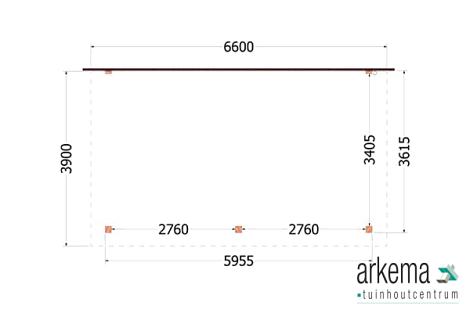 Aanbouwveranda Lucca 6600x3900x2600mm (bxdxh)