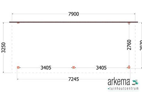 Aanbouwveranda Lucca 7900x3250x2600mm (bxdxh)
