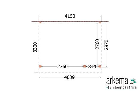 Aanbouwveranda Ancona 4150x3300x2600mm (bxdxh) rechts