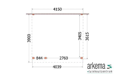 Aanbouwveranda Ancona 4150x3900x2600mm (bxdxh) links