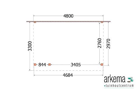 Aanbouwveranda Ancona 4800x3300x2600mm (bxdxh) links