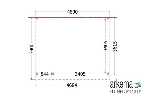 Aanbouwveranda Ancona 4800x3900x2600mm (bxdxh) links