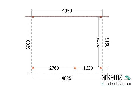 Aanbouwveranda Ancona 4950x3900x2600mm (bxdxh) rechts