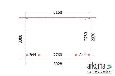 Aanbouwveranda Ancona 5150x3300x2600mm (bxdxh)