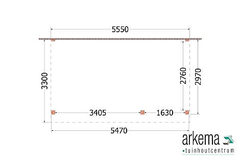 Aanbouwveranda Ancona 5550x3300x2600mm (bxdxh) rechts