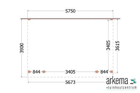 Aanbouwveranda Ancona 5750x3900x2600mm (bxdxh)