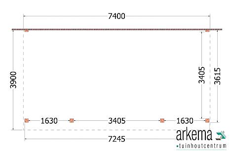 Aanbouwveranda Ancona 7400x3900x2600mm (bxdxh)