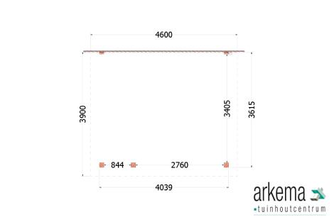 Aanbouwveranda Lucca 4600x3900x2600mm (bxdxh) links