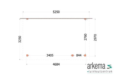 Aanbouwveranda Lucca 5250x3250x2600mm (bxdxh) rechts