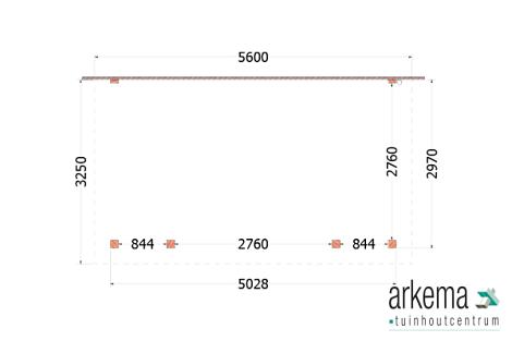 Aanbouwveranda Lucca 5600x3250x2600mm (bxdxh)