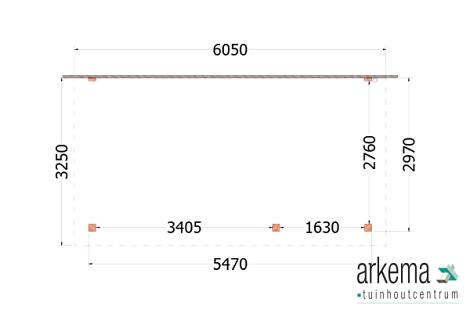 Aanbouwveranda Lucca 6050x3250x2600mm (bxdxh) rechts