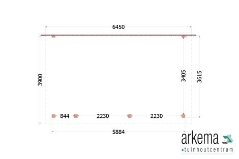 Aanbouwveranda Lucca 6450x3900x2600mm (bxdxh) links