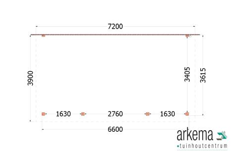 Aanbouwveranda Lucca 7200x3900x2600mm (bxdxh)