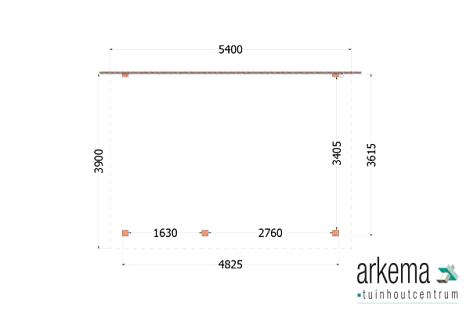 Aanbouwveranda Lucca 5400x3900x2600mm (bxdxh) links