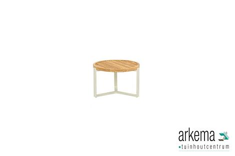 Monaco coffee table dia. 60x40h cm, base alu Oyster, top teak Natural