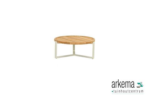 Monaco coffee table dia. 75x33h cm, base alu Oyster, top teak Natural
